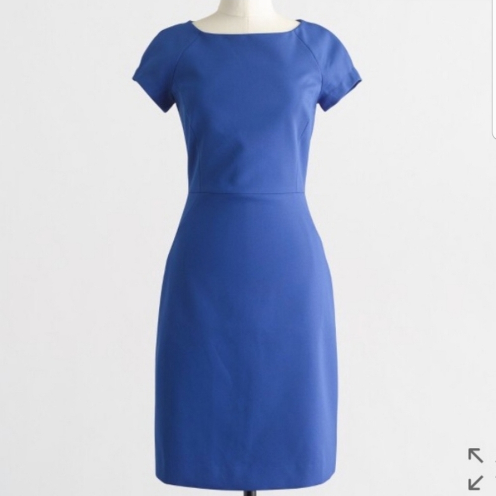 J. Crew Dark Ocean Crepe Short Sleeve Dress